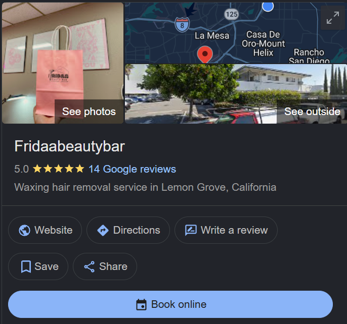 Fridaabeautybar before, 14 Google reviews